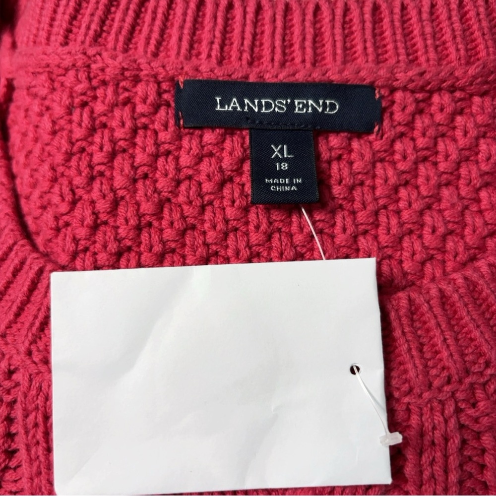 Lands' End Women's Pink Cable Knit Pink Fisherman Sweater Size XL - Picture 2 of 5